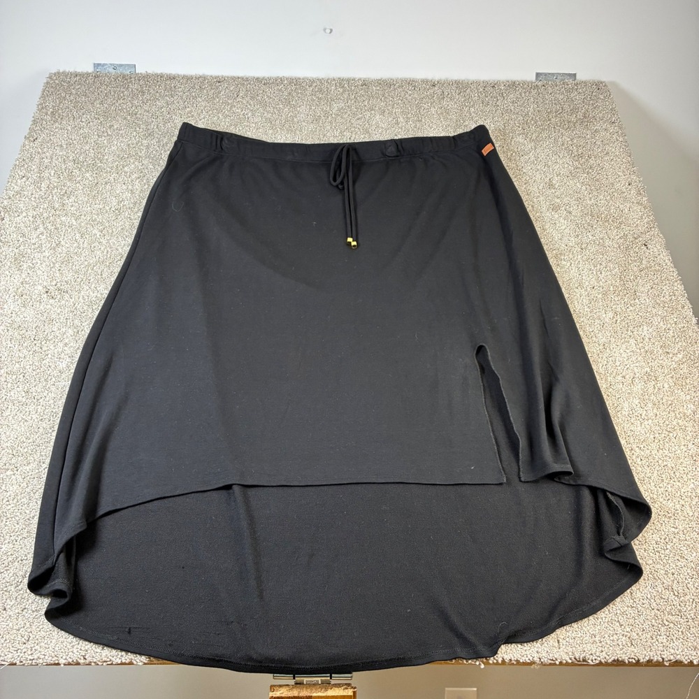 Peace Love World Womens 3X Black Hi Low Skirt Drawstring Waist Slit Plus‎ Size
